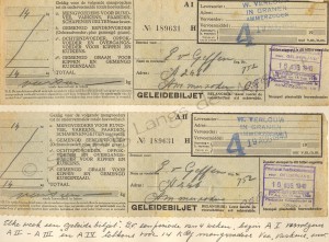 Geleidebiljet 1940, Lies van Geffen © Regionaal Archief Rivierenland