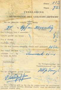 Verklaring betreffende het geslacht gewicht 1942-1943, Lies van Geffen © Regionaal Archief Rivierenland