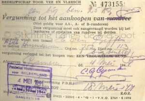 Aankoopvergunning 1944, Lies van Geffen © Regionaal Archief Rivierenland