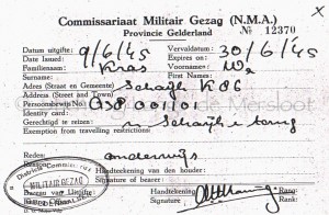 Reisverzoek 28 mei 1945 (2), toestemming C.M.G., Lies van Geffen © Regionaal Archief Rivierenland