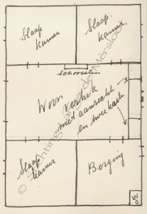 Plattegrond noodwoning, Lies van Geffen © Regionaal Archief Rivierenland